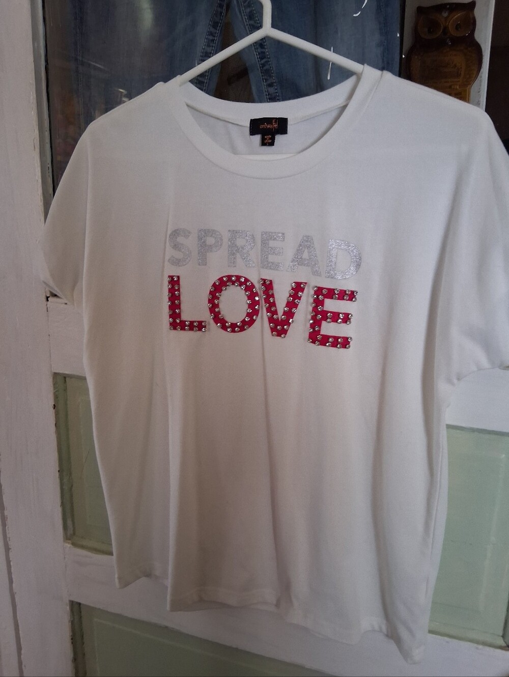 Womens White 'Spread Love' Graphic Tee